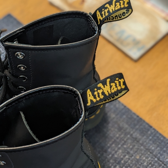 Dr. Martens Black Leather Boots with Translucent Sole - Picture 3 of 7